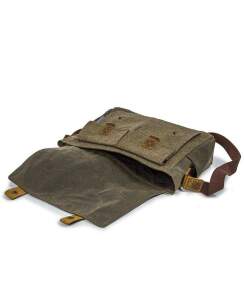 STEINKAUZ Waxcotton/Loden-Tasche &bdquo;Landeck&ldquo;, Steingrau/Wax-Oliv